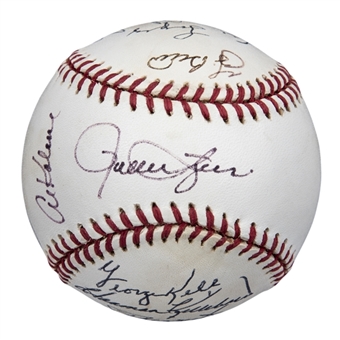 1996 Hall of Famers Multi Signed OAL Budig Baseball With 13 Signatures Including Berra, Palmer, & Fingers (Doerr Family LOA) 